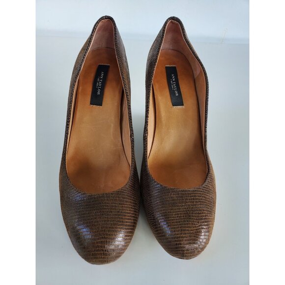 ANN TAYLOR Brown Suede Wedges 6.5M - Picture 2 of 13